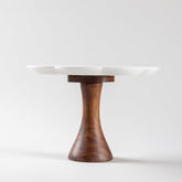 Marble Platter with Sheesham Wood Base – 8 Inch - Eyaas